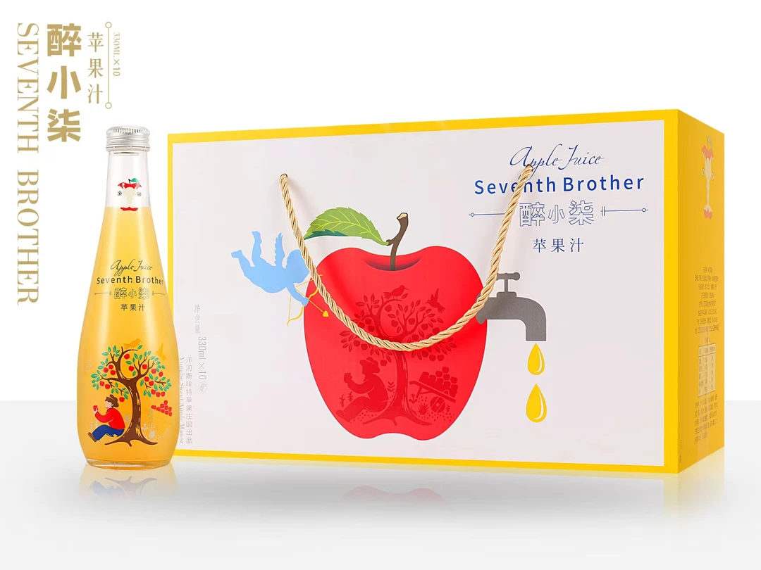 醉小柒NFC100%原榨苹果汁整箱自有庄园种植新西兰苹果300ml×10瓶