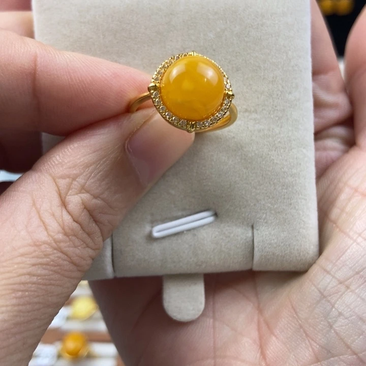 小***愿蜜蜡银S925镶嵌戒指戒指