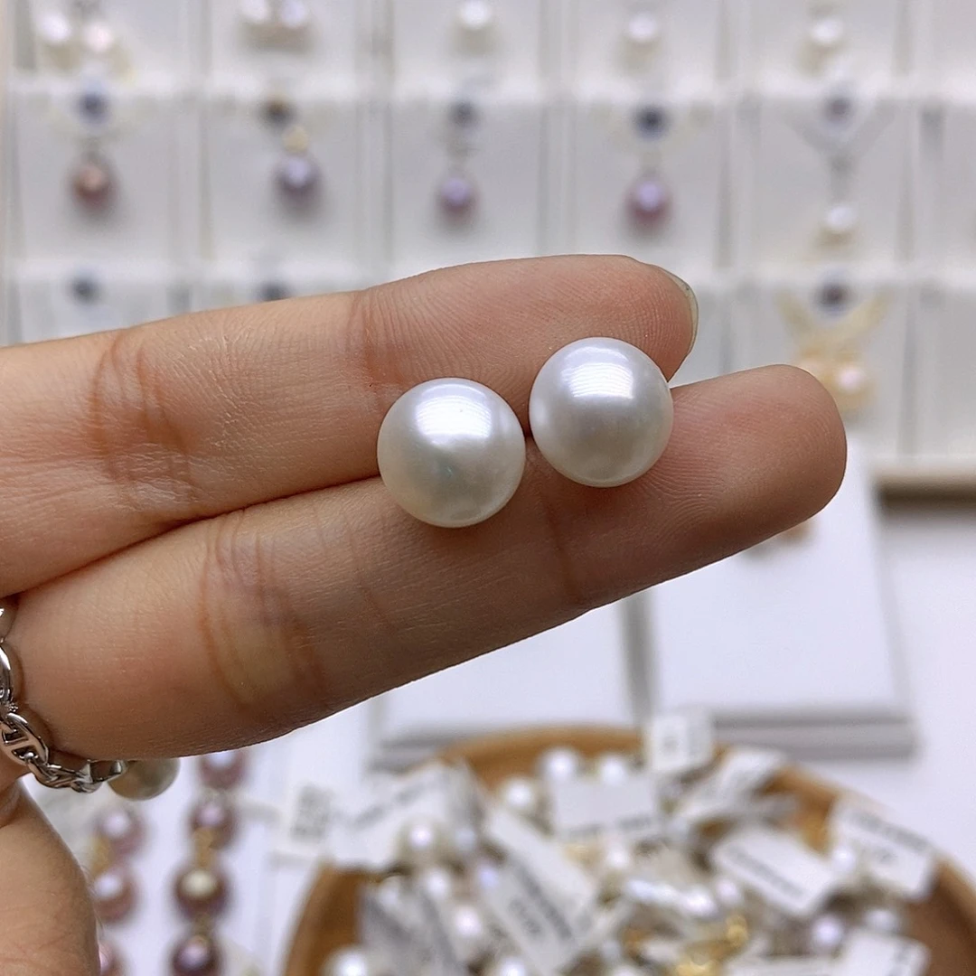 银S925镶嵌淡水珍珠耳饰