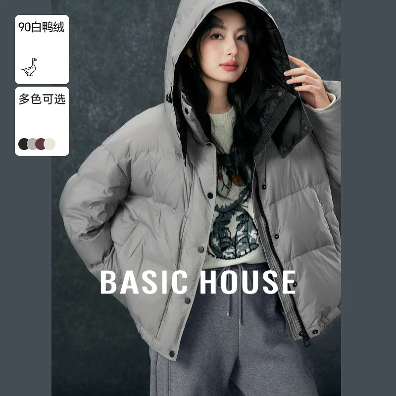 Basic House/百家好时尚连帽保暖多色加厚羽绒服B06245I6642