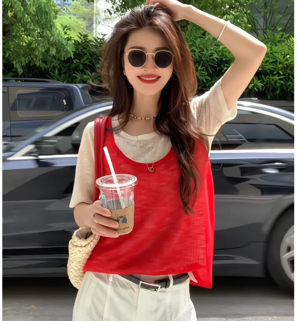 真两件时尚穿搭圆领短袖T恤洋气衣服女2025夏季新款宽松显瘦上衣