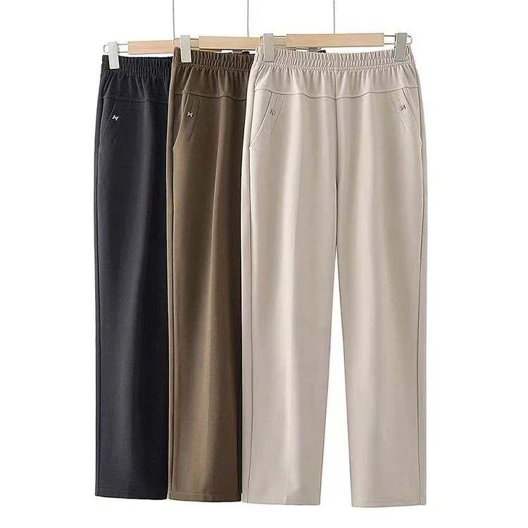 2025秋季上新中高腰休闲直筒裤宽松百搭时尚中老年妈妈装