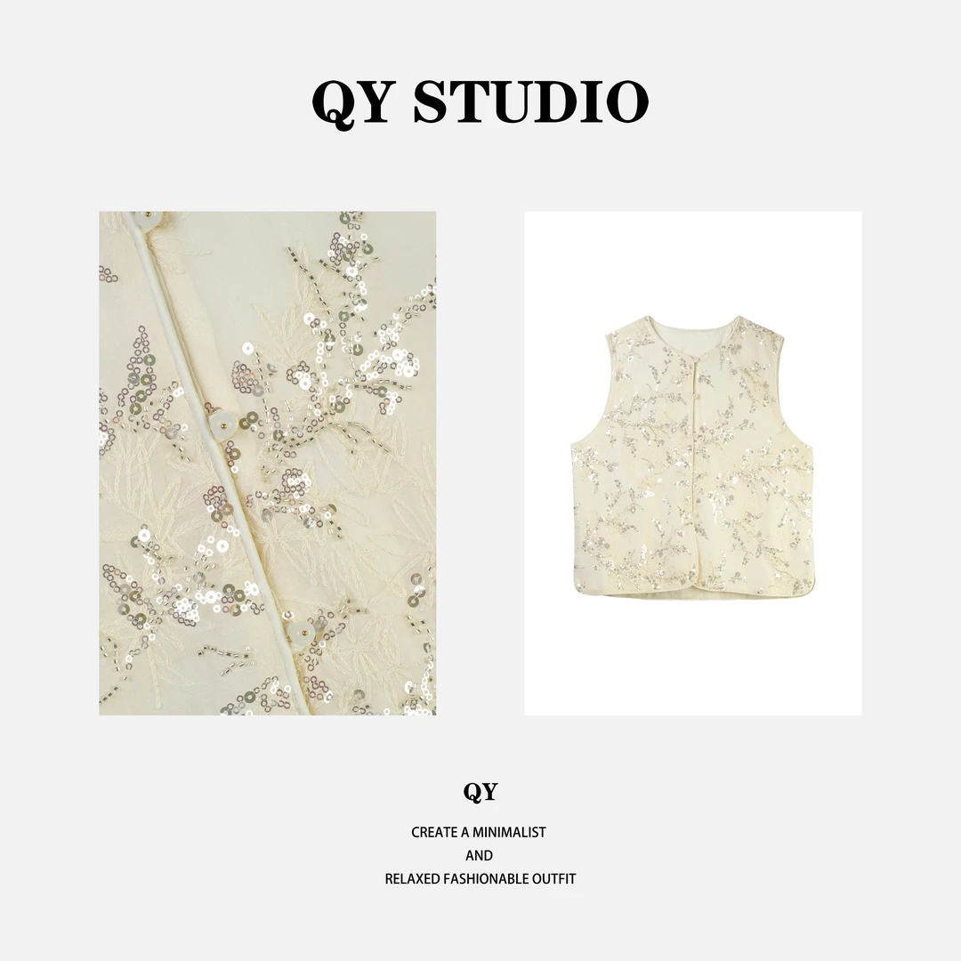 【千屹】碎花时尚百搭夏季复古印花无袖提花衫 YA25220M001