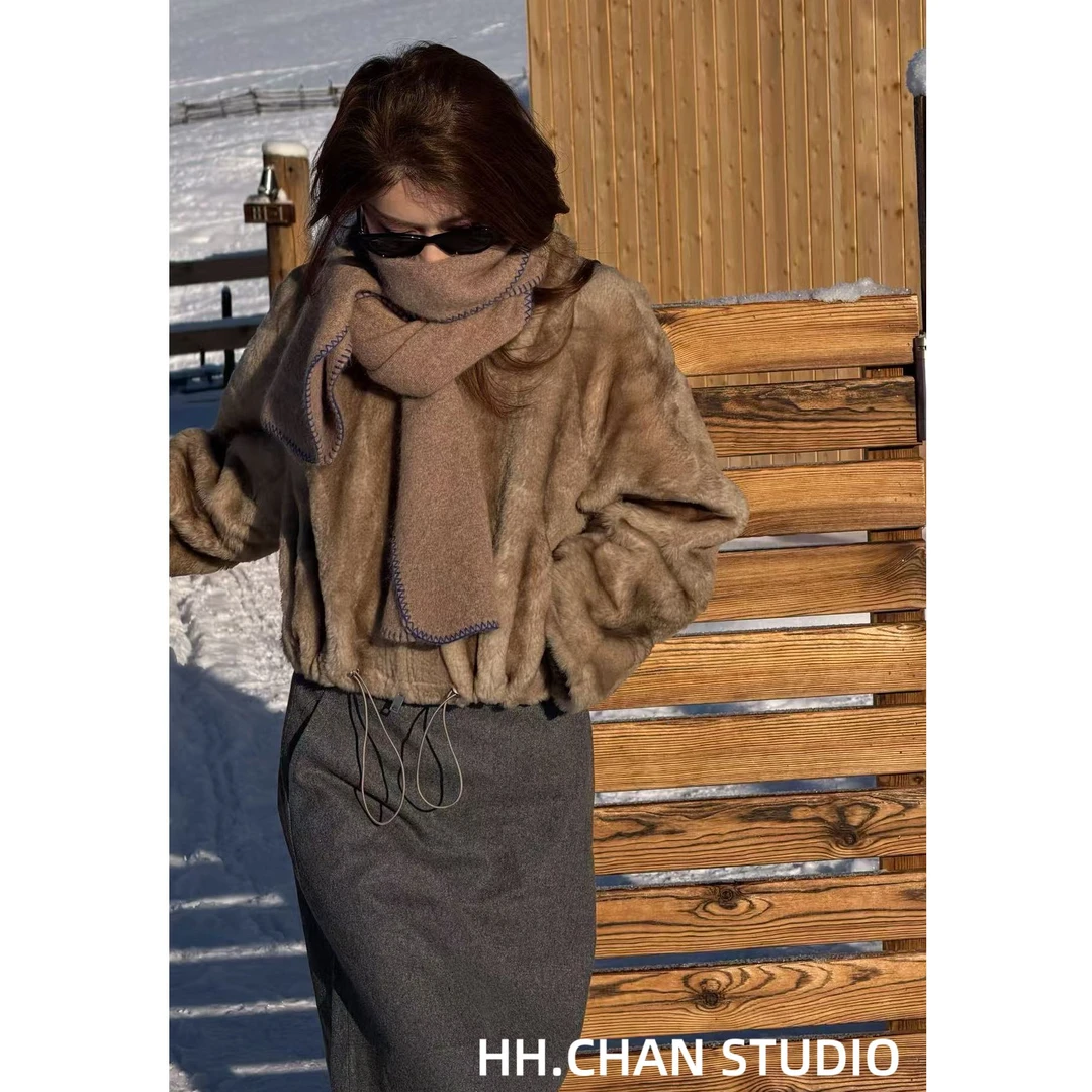 HH.CHAN “美飞皮草”100满分绵羊皮毛一体设计师款皮草HH55V41061