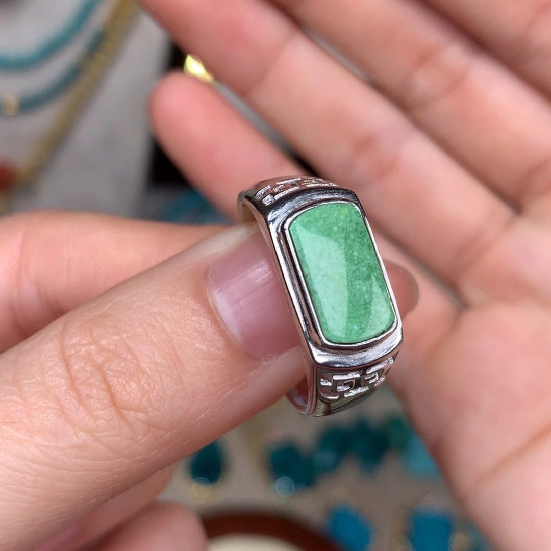 绿松石珠宝奇石银S925镶嵌