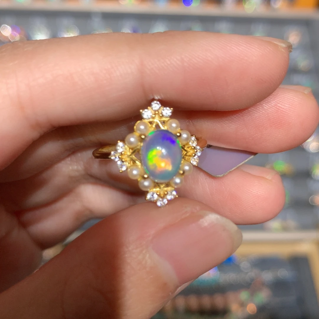 银S925镶嵌欧泊欧泊戒指y