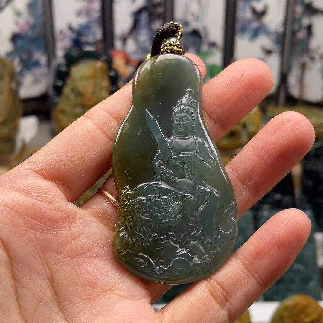翡翠未镶嵌颈饰天然翡翠a货文殊
