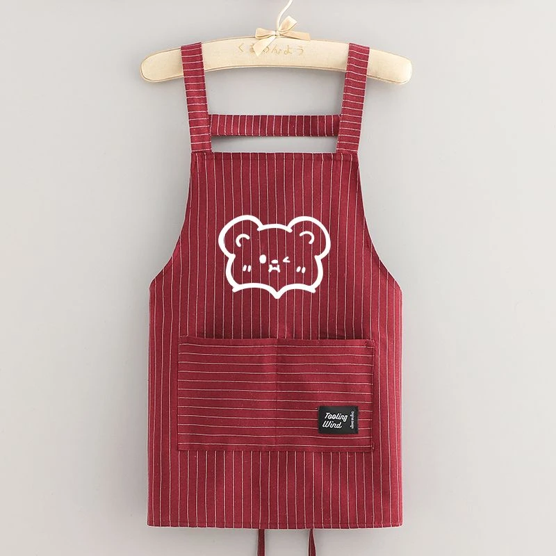 围裙背带短款无袖厨房家用舒适透气大口袋耐脏罩衣网红竖条款女士