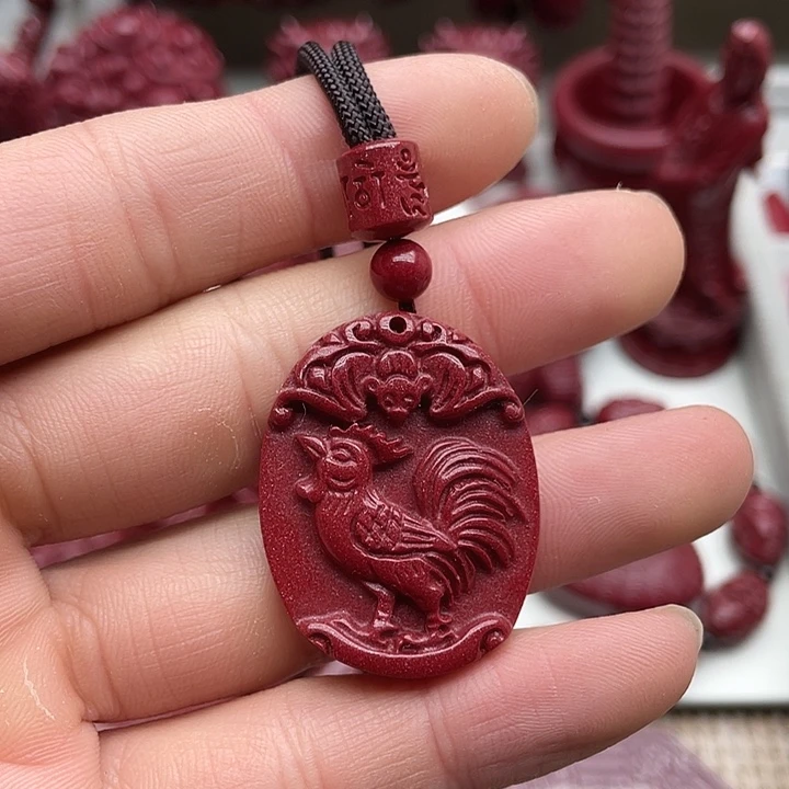 天然辰砂紫金砂鸡吊坠