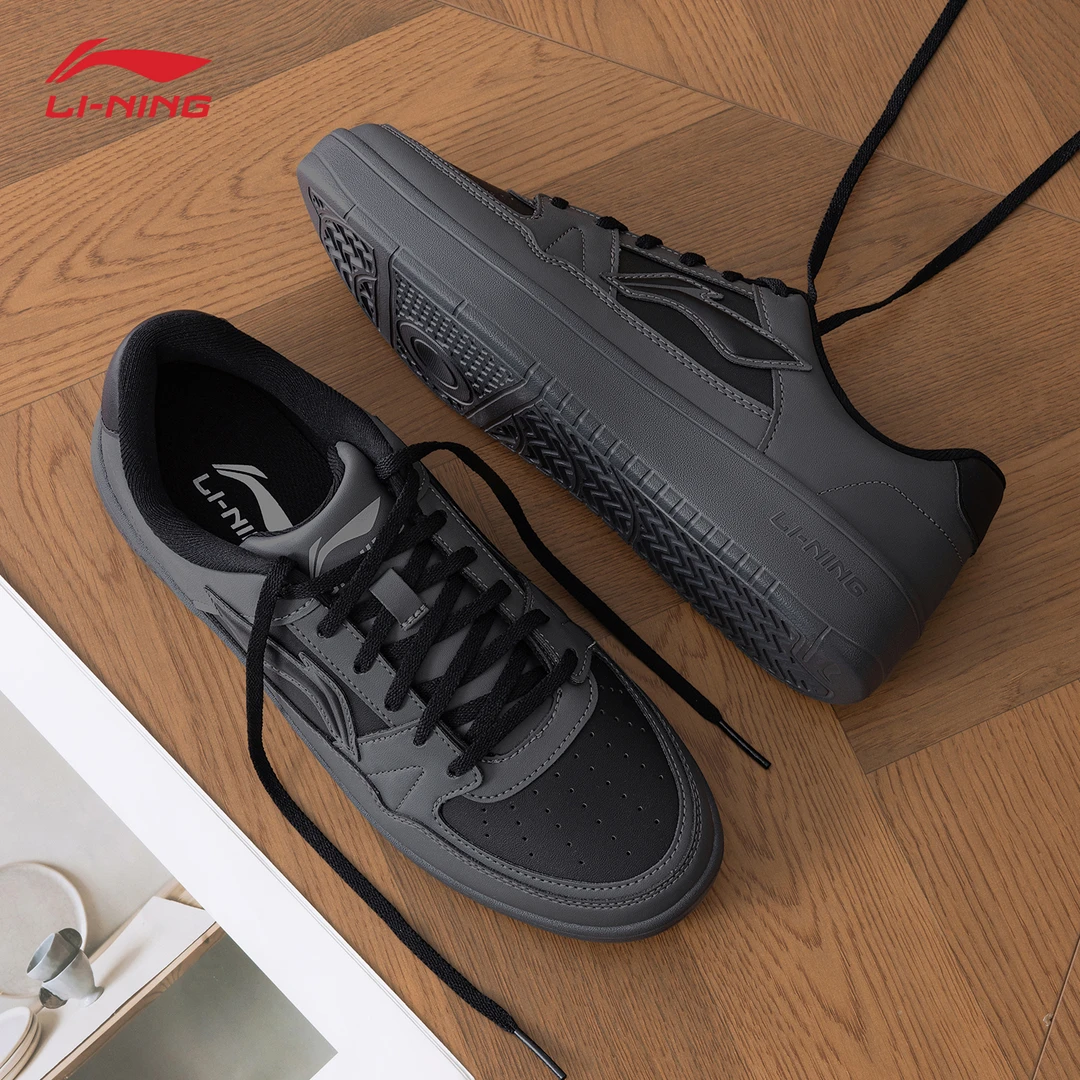 李宁月临板鞋男款2025新品黑色潮流低帮学生百搭轻便运动鞋休闲鞋