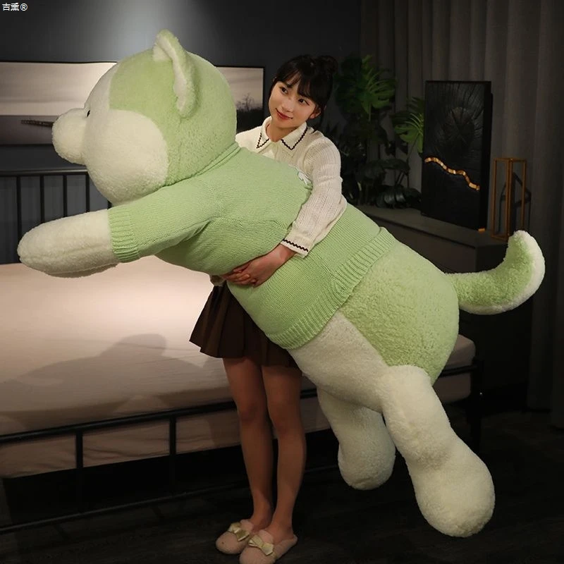 毛衣哈士奇抱枕趴趴狗公仔布娃娃睡觉夹腿玩偶毛绒玩具儿童礼物女