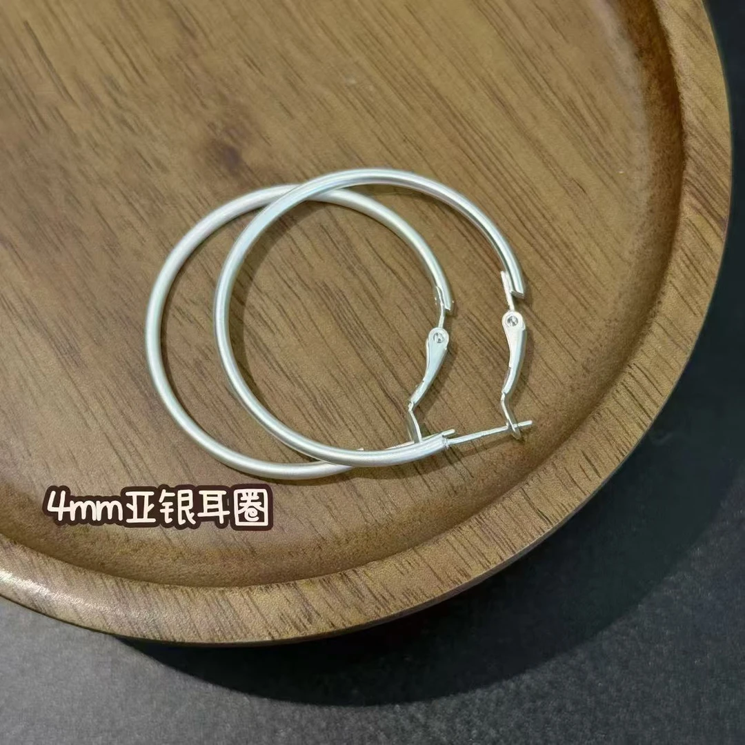 合金耳饰 BIBI【4mm哑银素圈】耳针EH117