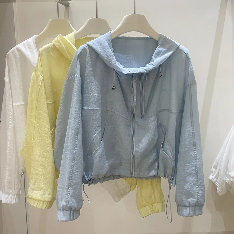 欧洲站时尚连帽双拉链防晒冲锋衣外套女2025春新款韩版宽松上衣