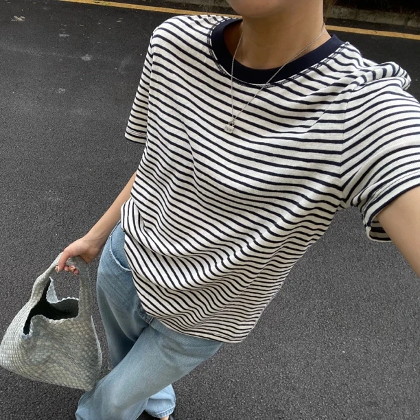 【苏婷服饰】B2prity条纹T恤女上衣休闲百搭