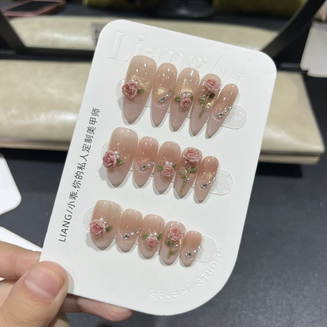 【玫瑰花之恋2】高端 纯手工 定制 穿戴甲 轻奢美甲显白气质穿戴式