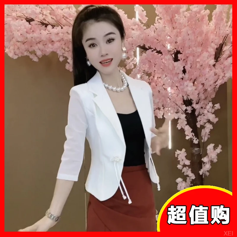 开衫上衣网纱拼接小盘扣气质外搭新中式新款小西装外套女时尚复古