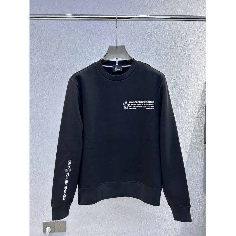 全新未使用Moncler盟可睐 男士内里加绒黑色套头卫衣 8G00006