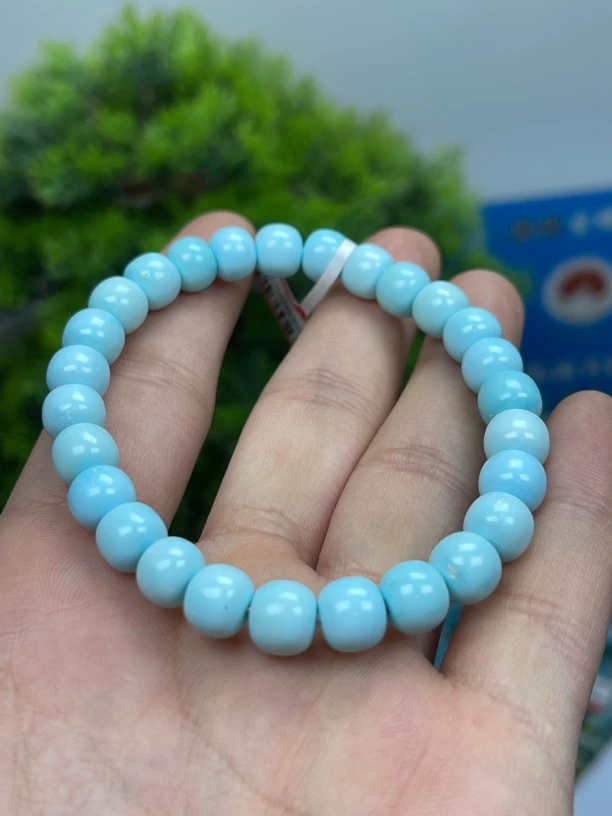 原矿绿松石高瓷蓝手串，尺寸8.3左右18.2左右