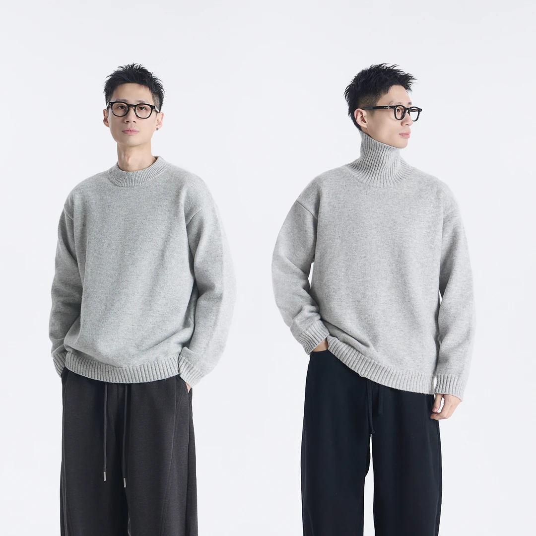 GCCDUPE77『礼雾』智性ROW风32支经典12针羊毛混纺针织衫套头毛衣