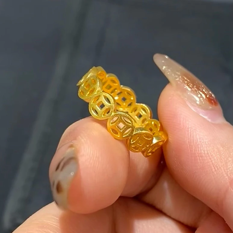 J107「钱多多」戒指钱币开口可调节指环