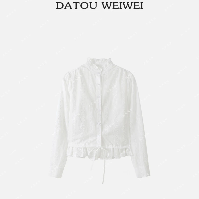 【DTWW大头韦韦】刺绣蕾丝立领法式衬衫885671