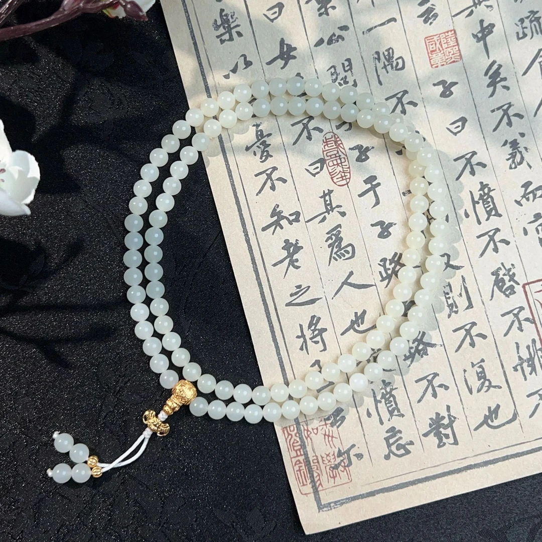 新疆和田玉6mm 108颗项链-*sy*6108（多样性发货）