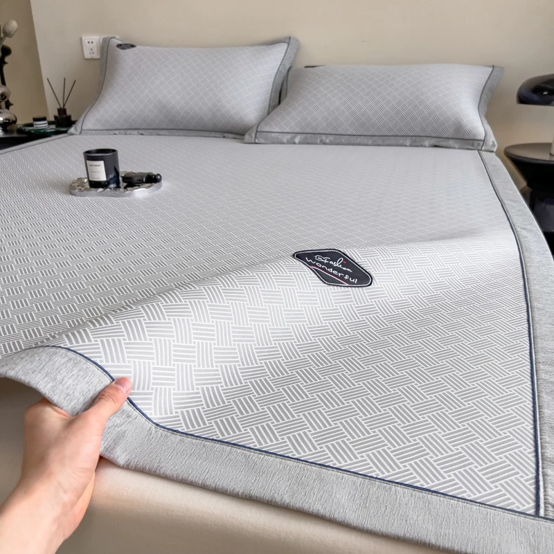 夏季软席可机洗凉席三件套蜂窝三明治丝滑凉感床笠席可折叠席