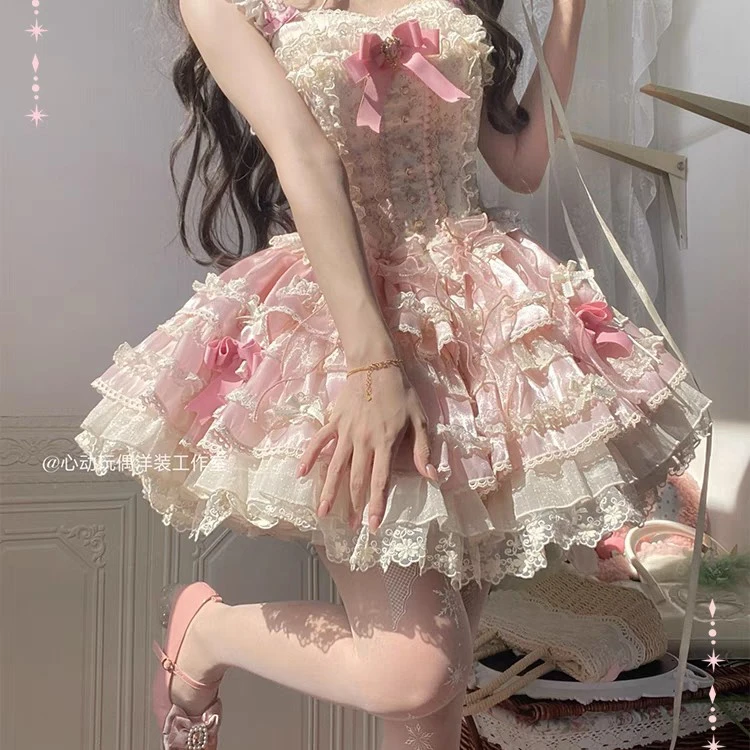 【花绮梦】现货秒发 心动玩偶原创芭蕾风Lolita碎花洛丽塔