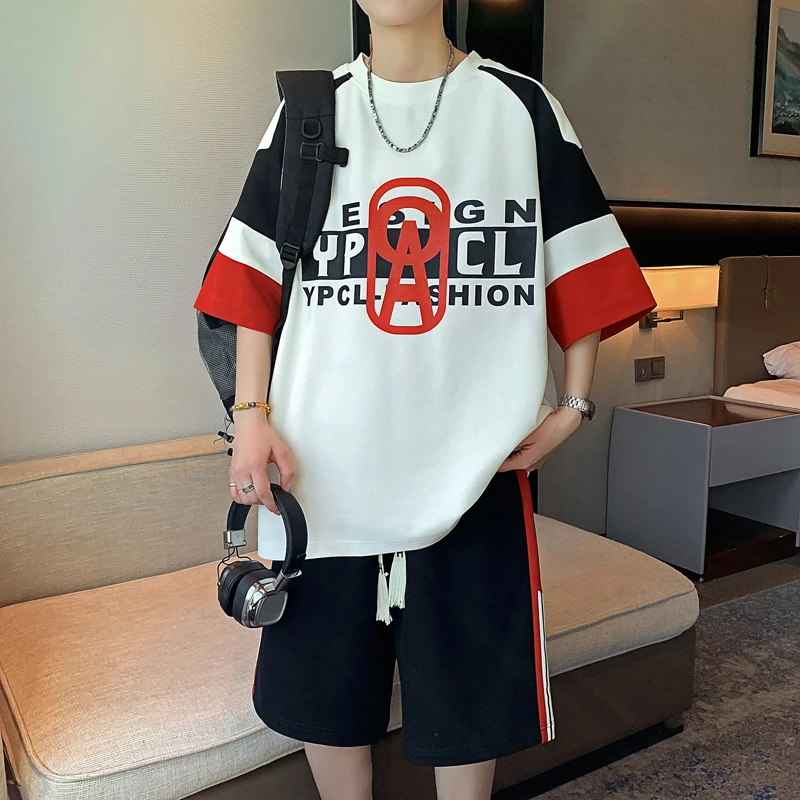 青少年学生夏季新品男生休闲运动套装冰丝凉感大童短袖短裤两件套