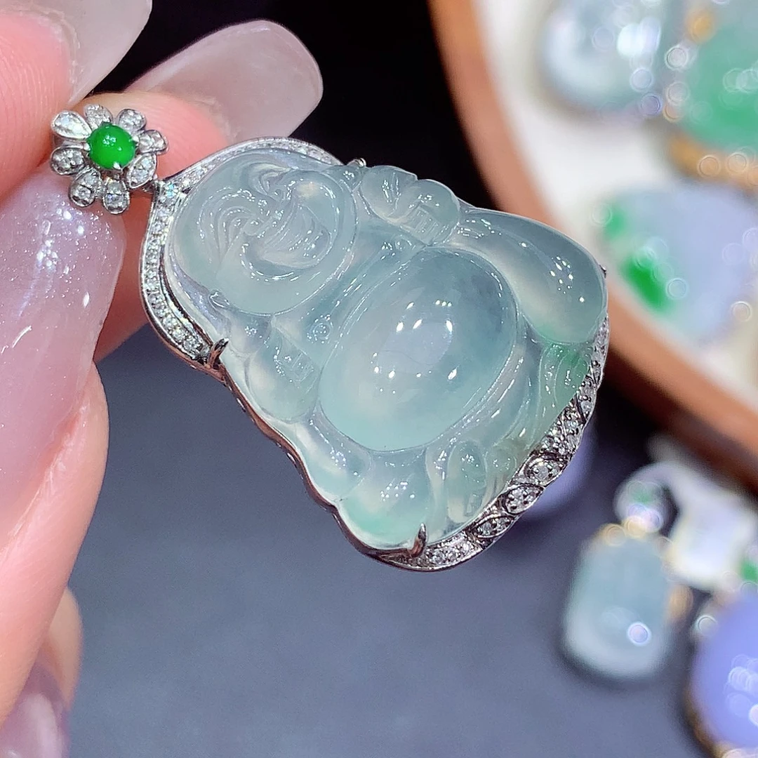 翡翠18K金镶嵌吊坠(不含链)