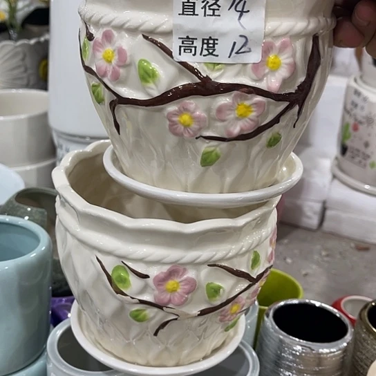 多肉绿植陶瓷花盆9.9包邮，有孔