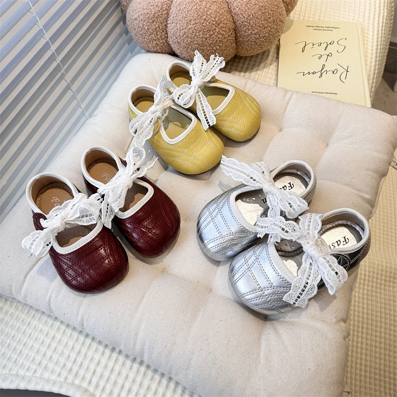 韩版女童芭蕾单鞋2025春秋季新款蕾丝带玛丽珍公主鞋时尚儿童皮鞋