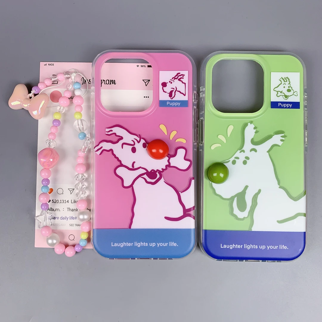 情侣款趣味可爱小狗适用于苹果16手机壳高质量15Promax卡通防摔