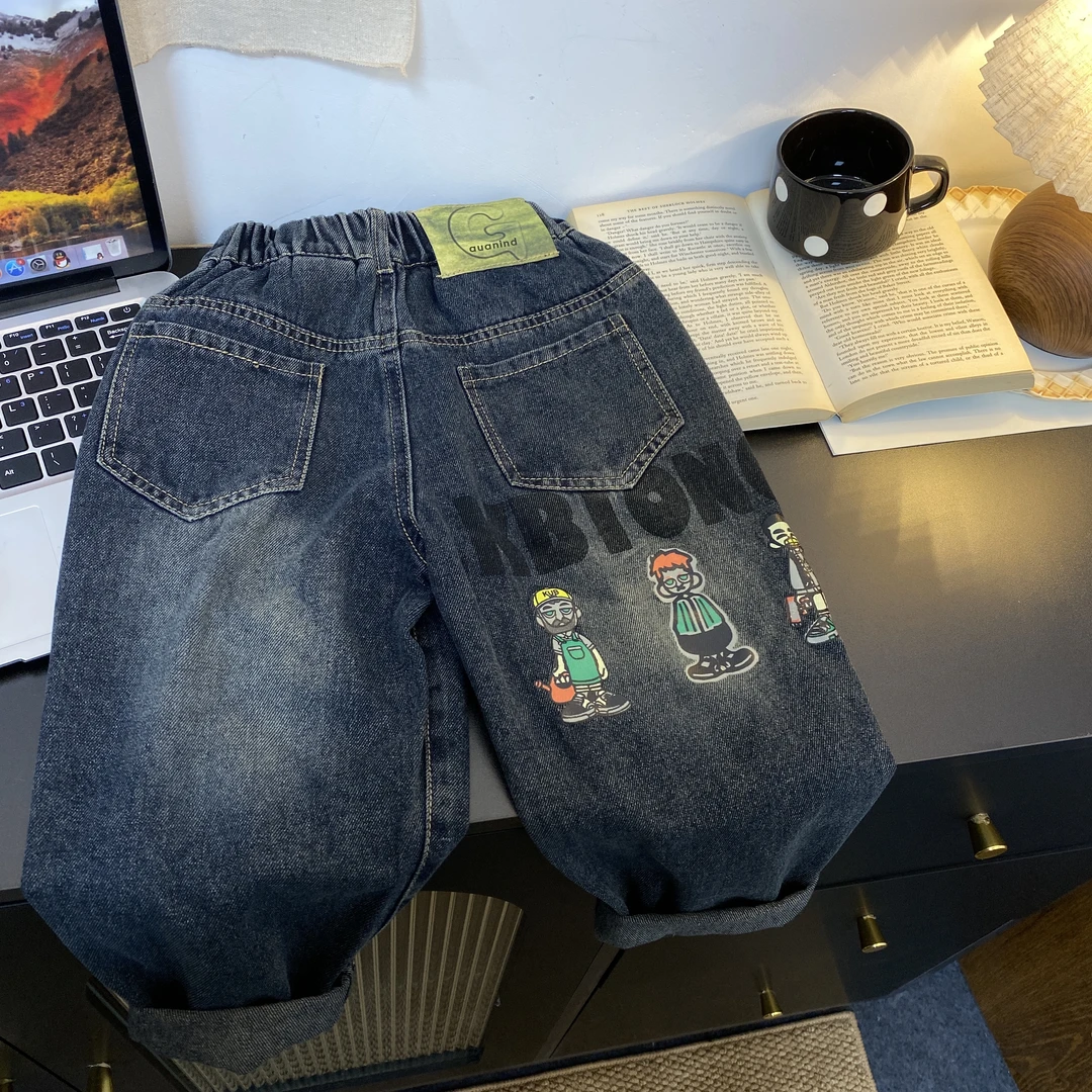 1880时尚潮流百搭洋气流行春秋男女童牛仔长裤