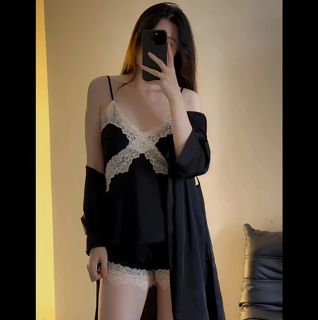 LG【月光芭蕾】高定轻奢睡衣2025新款春夏网红套装蕾丝吊带家居服