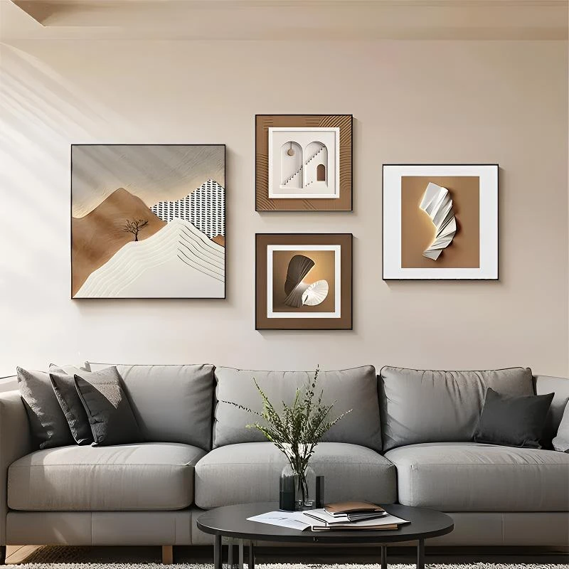 意式中古轻奢防水文艺质感沙发背景墙挂画2025年轻人沙发背景墙画