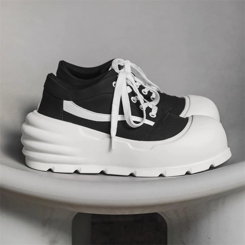 增高7CM翘头面包鞋男2025新款秋季大头丑萌鞋潮百搭小众老爹鞋女