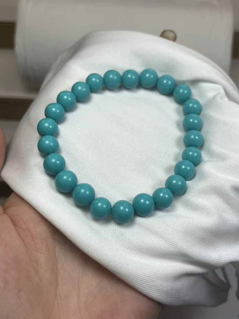湖北原矿原石原料时尚百搭手工DIY绿圆珠手串8mm