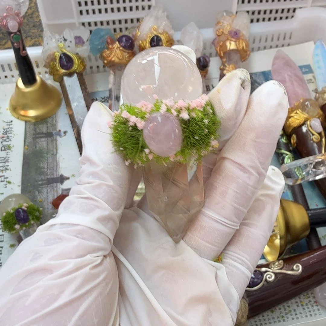 水晶手链22K金镶嵌白水