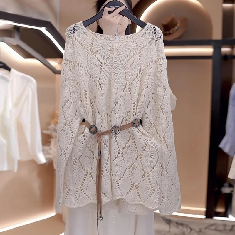 秋季女毛衣镂空收腰慵懒高级感松弛感洋气减龄显瘦针织罩衫上衣