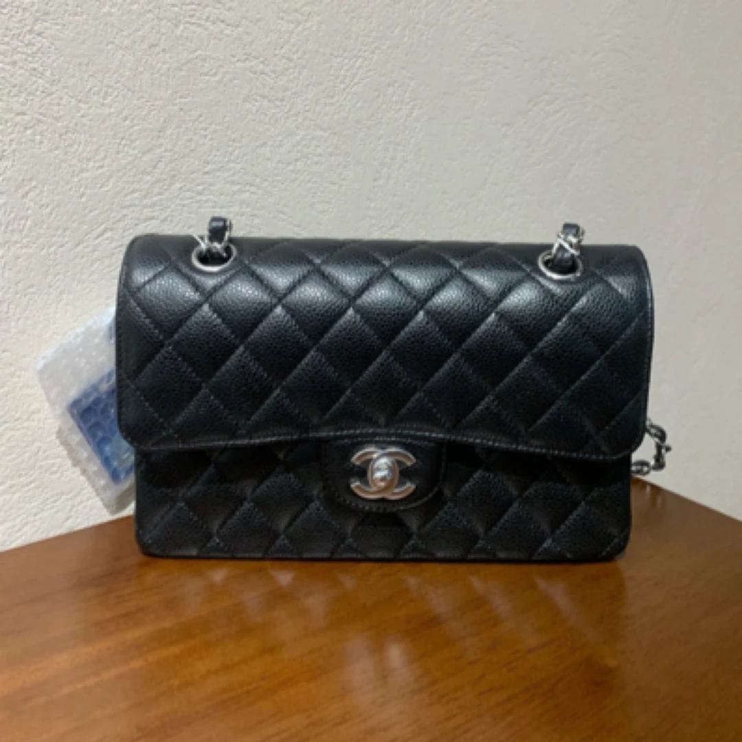 全新未使用 Chanel/香奈儿 黑银荔枝纹牛皮 cf 小号单肩斜挎包