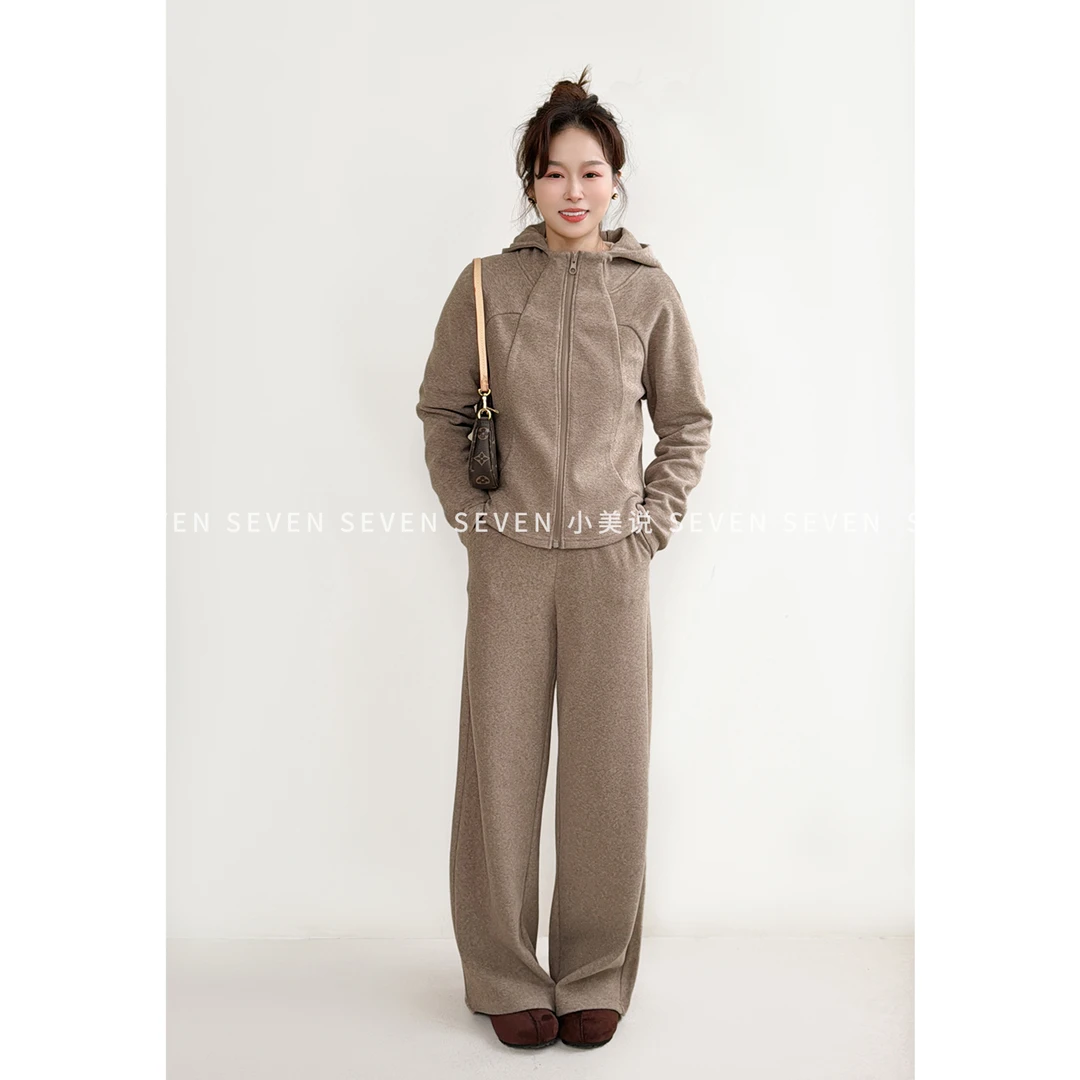⑦七七146小个子冬季保暖拉链卫衣套装女显高显瘦裤子两件套小美说