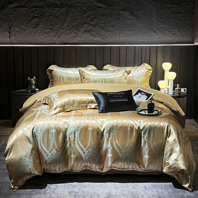 新款丝滑欧式贡缎提花高档四件套（试睡30天）H