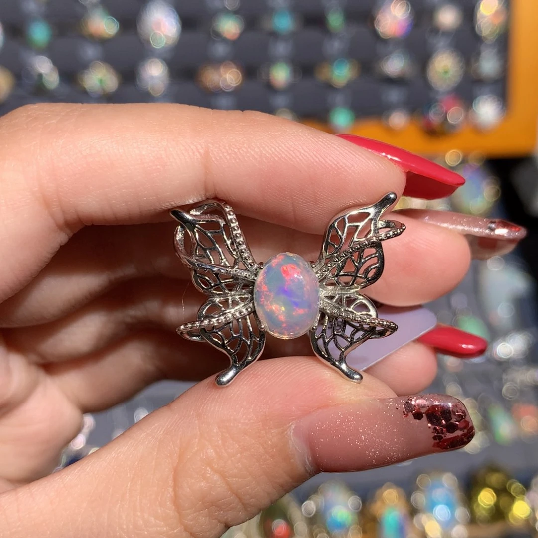 银S925镶嵌欧泊欧泊戒指y