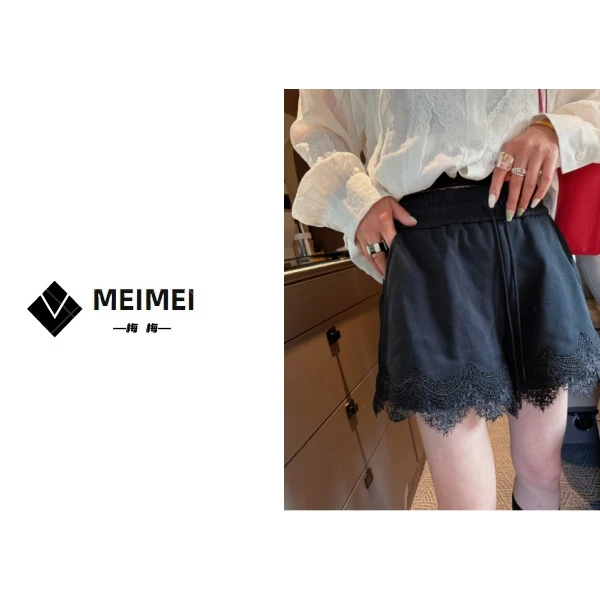 XMM.【重工花边短裤】时尚百搭潮流蕾丝小香风夏季打底宽松休闲外穿