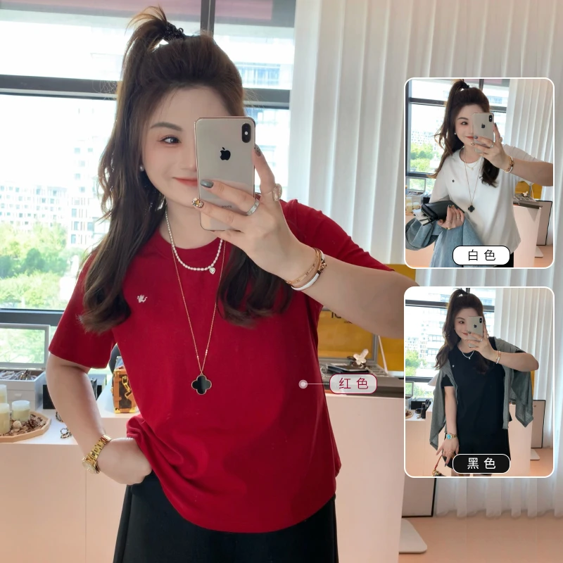 【胖佳佳】现货~小龙T 短袖上衣秋季新款宽松休闲百搭H624Y14195