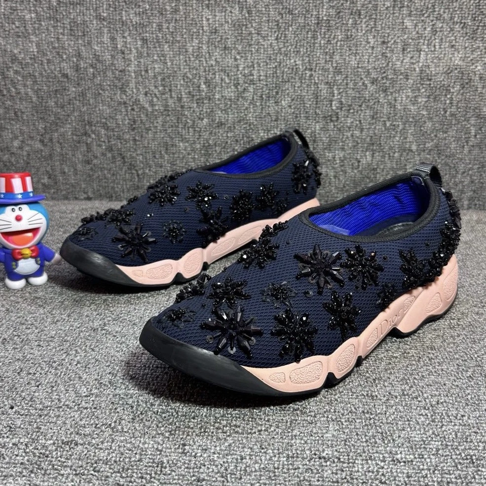 99新 DIOR/迪奥 35码 蓝色花园鞋 D5815