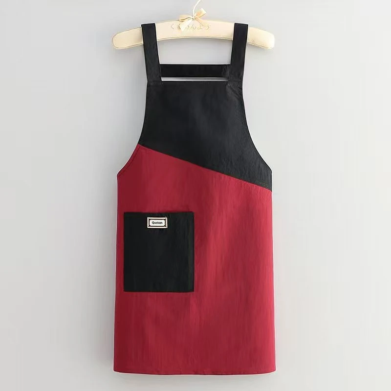 新款厨房防泼水围裙透气速干工作服干活耐脏时尚洋气拼接定制印字
