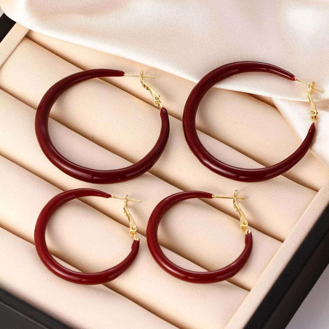 【KEFAN珂梵】日韩港风瑞丽风几何国风时尚几何图案复古耳环红色