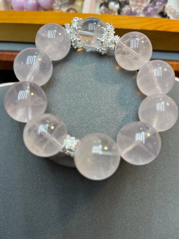 天然星光粉晶18mm大手串A142